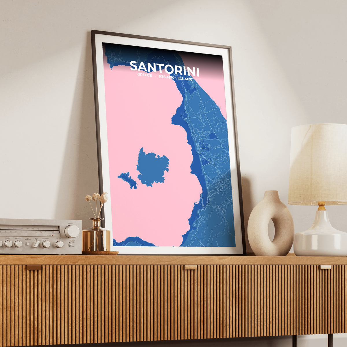 Santorini Candy Map Poster