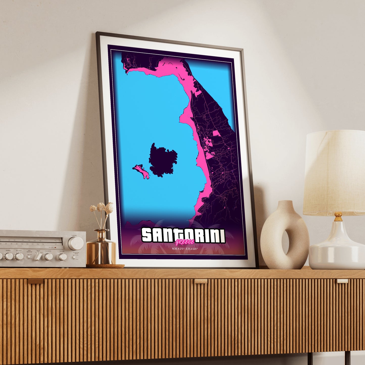 Santorini GTA Map Poster