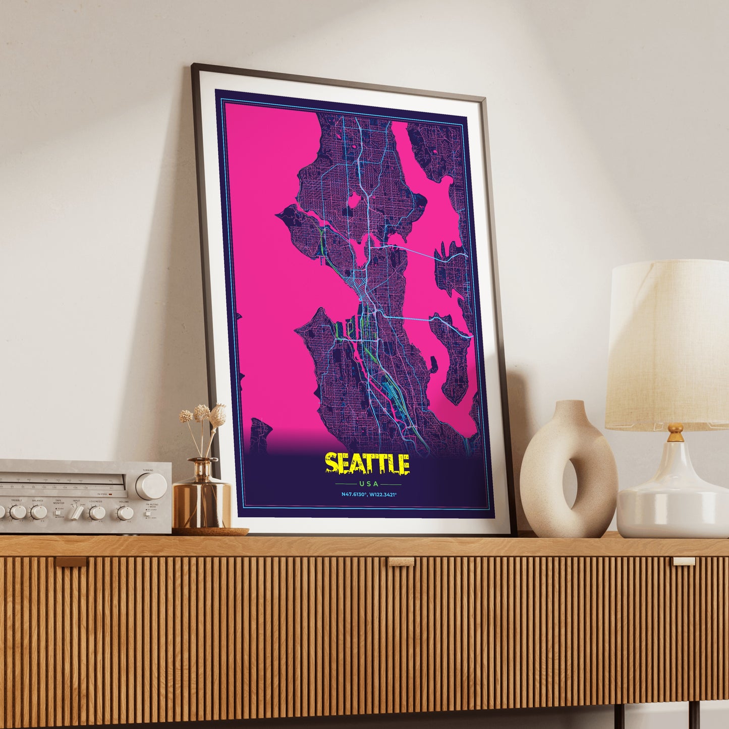 Seattle Cyberpunk Map Poster