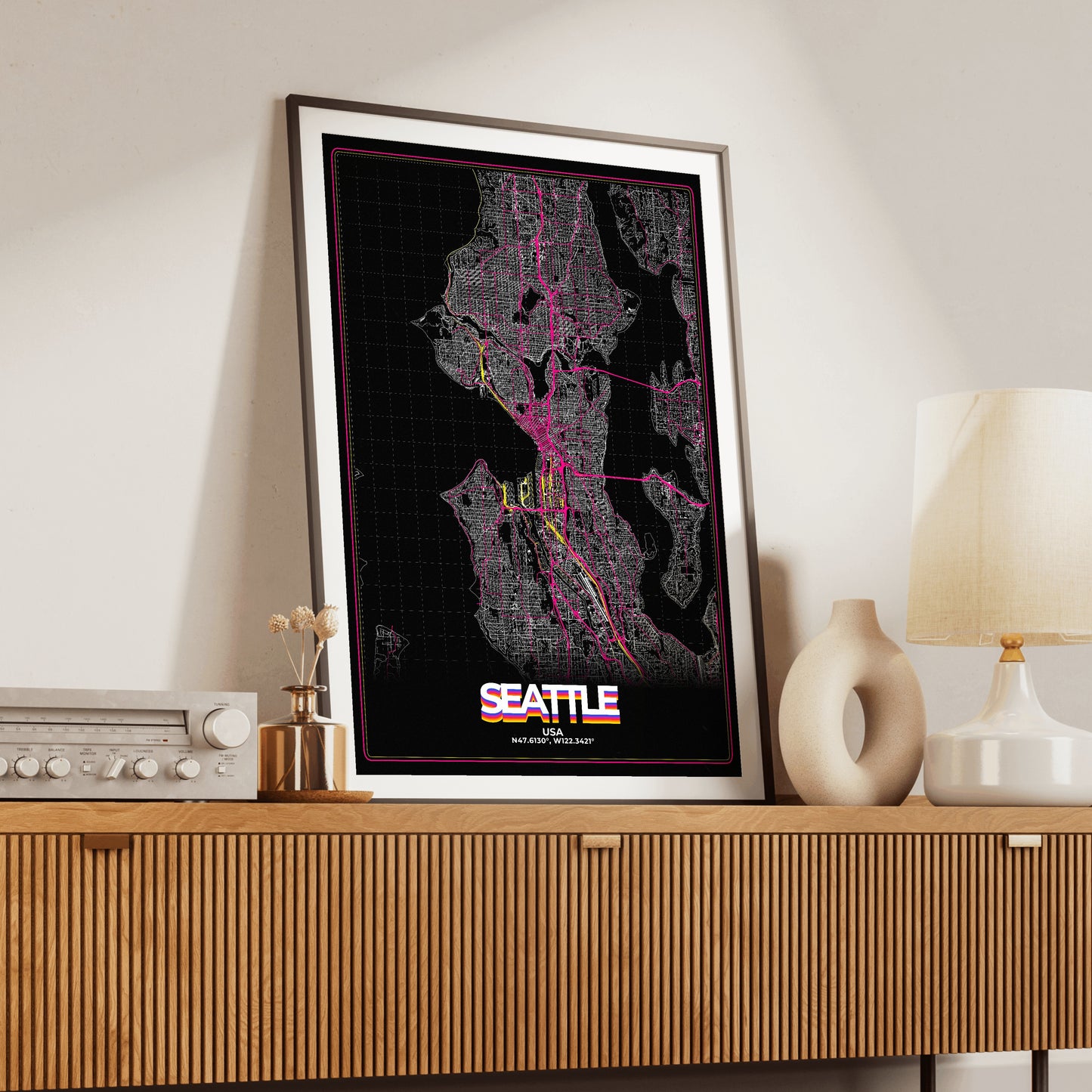 Seattle Retro Map Poster