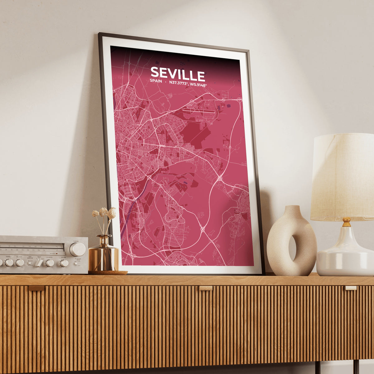 Seville Scarlet Map Poster