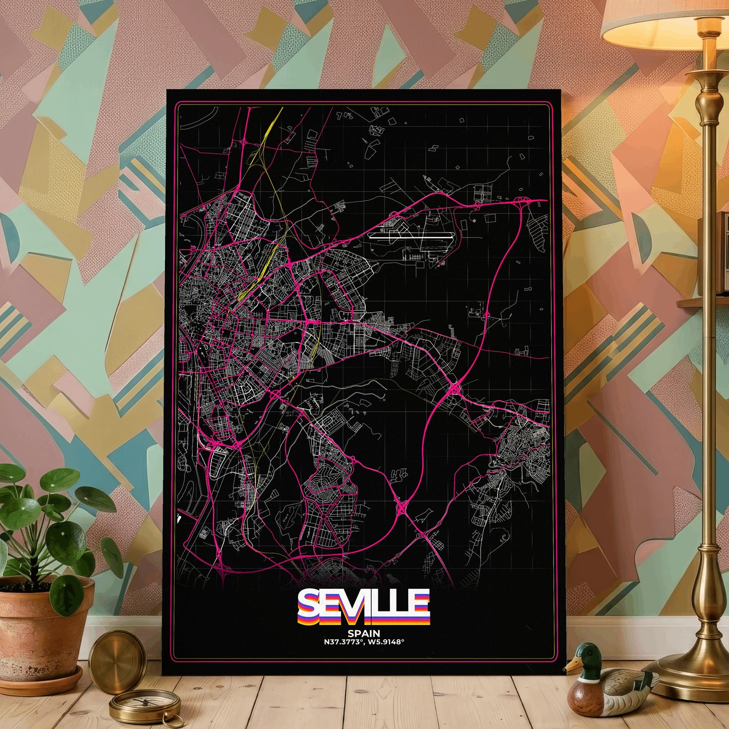 Seville Retro Map Poster
