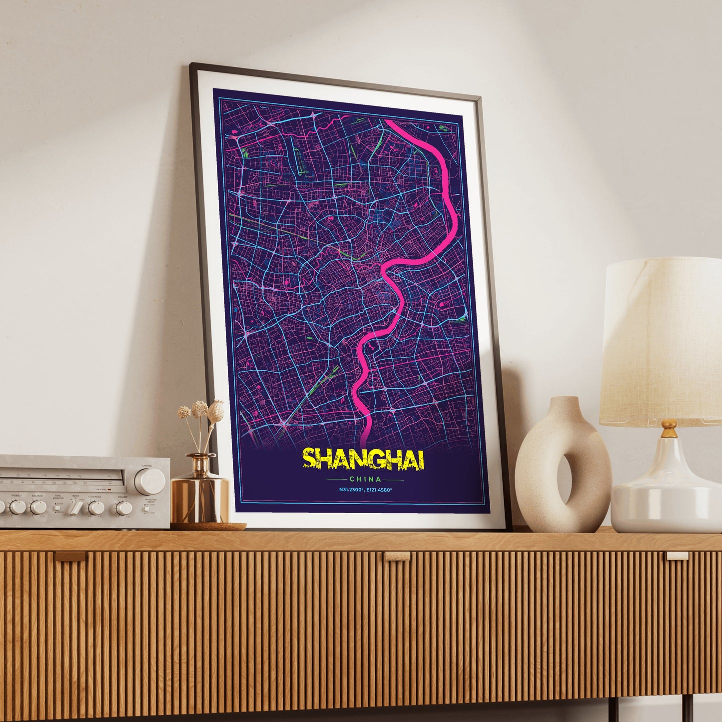 Shanghai Cyberpunk Map Poster