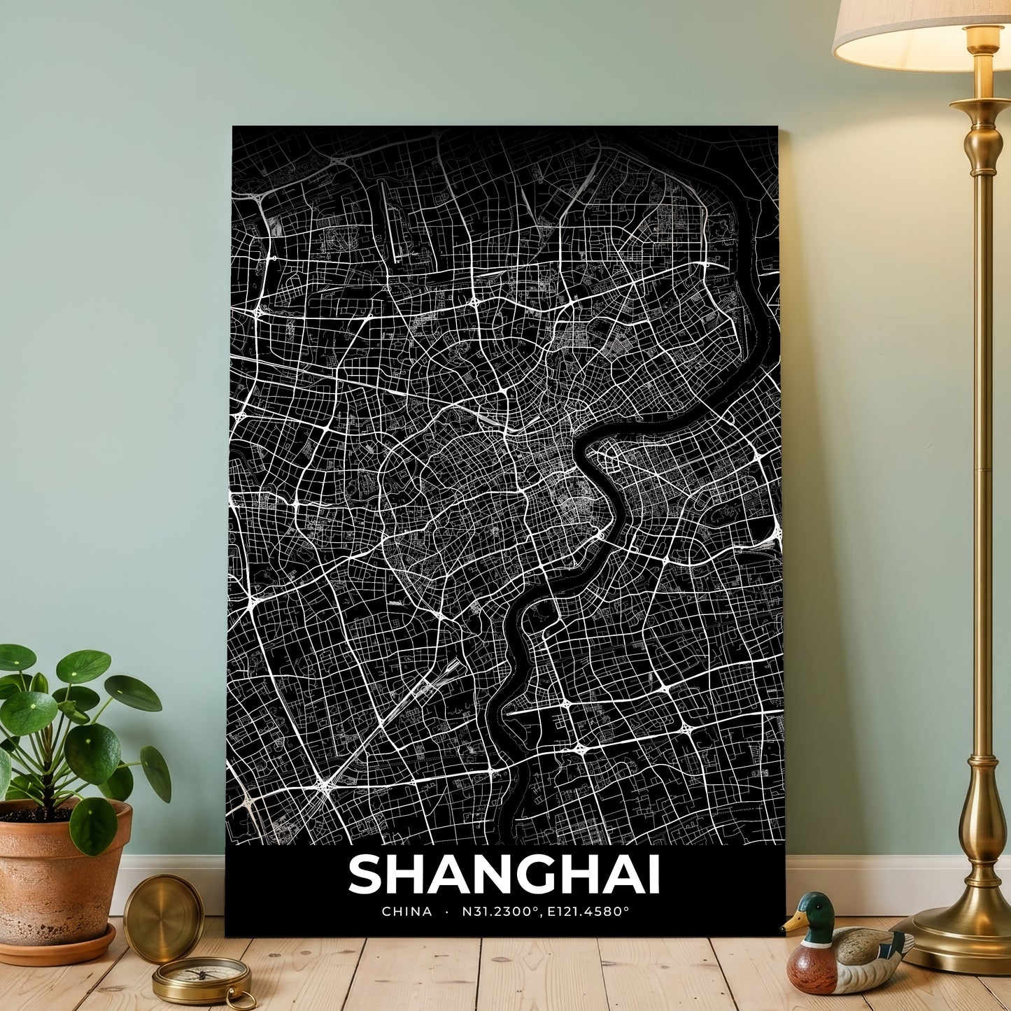 Shanghai Elegant Map Poster