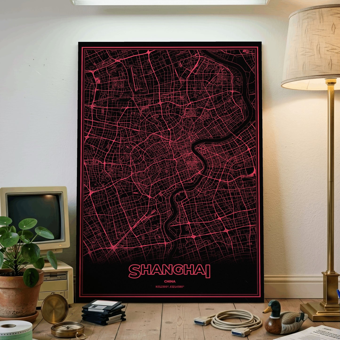 Shanghai Phosphor Map Poster - System Alert
