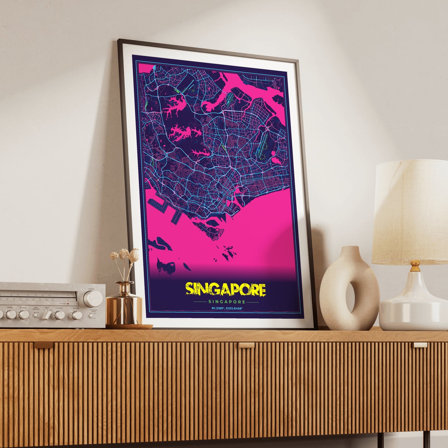 Singapore Cyberpunk Map Poster
