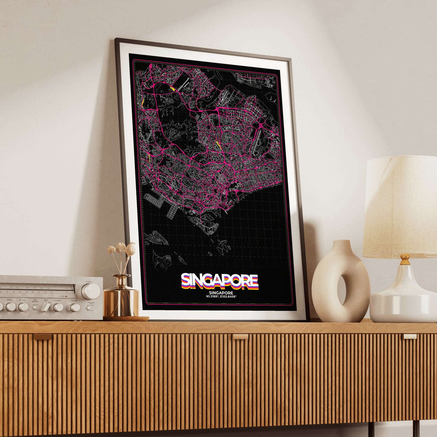 Singapore Retro Map Poster