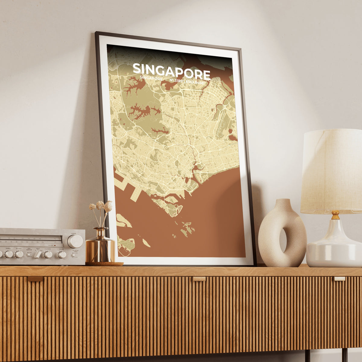 Singapore Ember Map Poster
