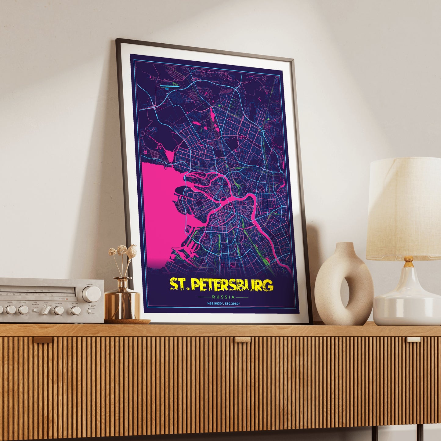 St. Petersburg Cyberpunk Map Poster