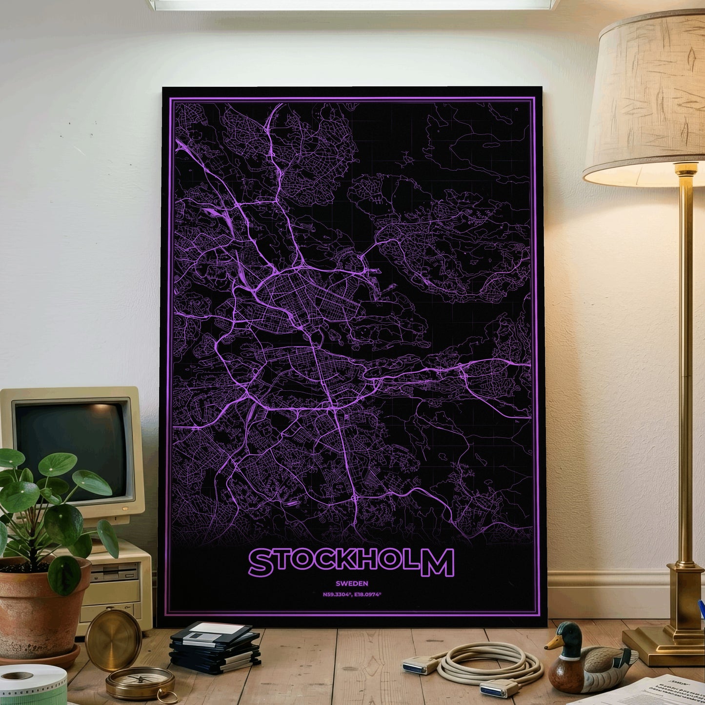 Stockholm Phosphor Map Poster - EGA Violet