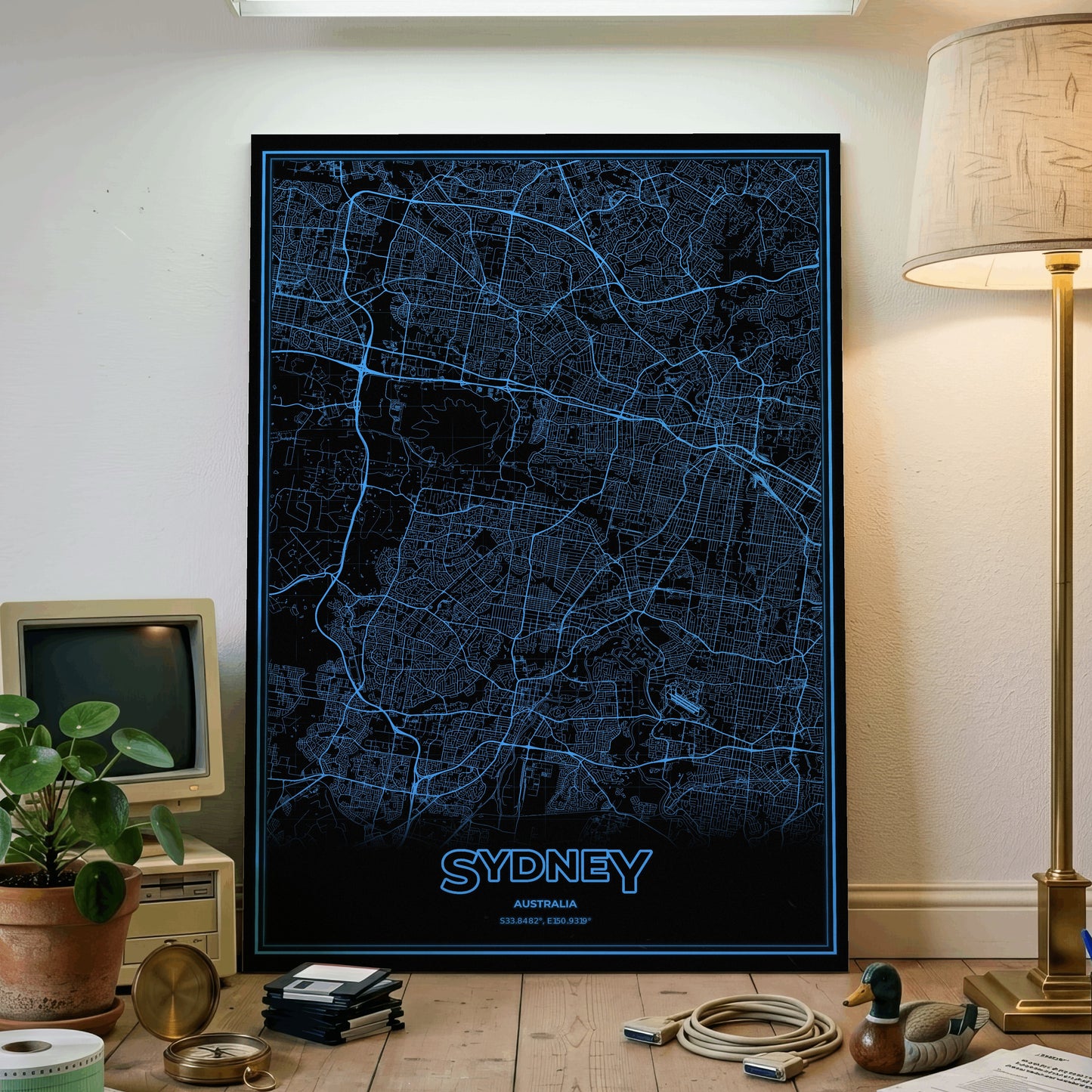 Sydney Phosphor Map Poster - IBM Blue