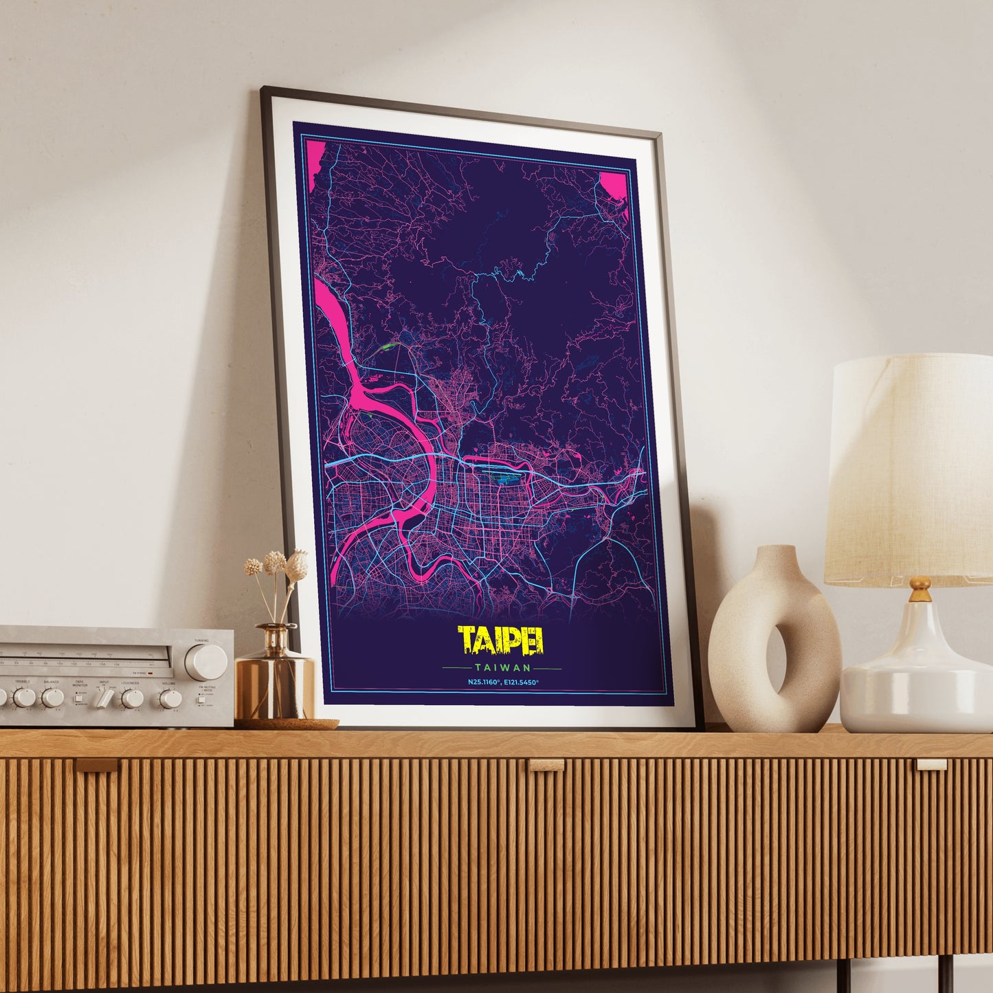 Taipei Cyberpunk Map Poster