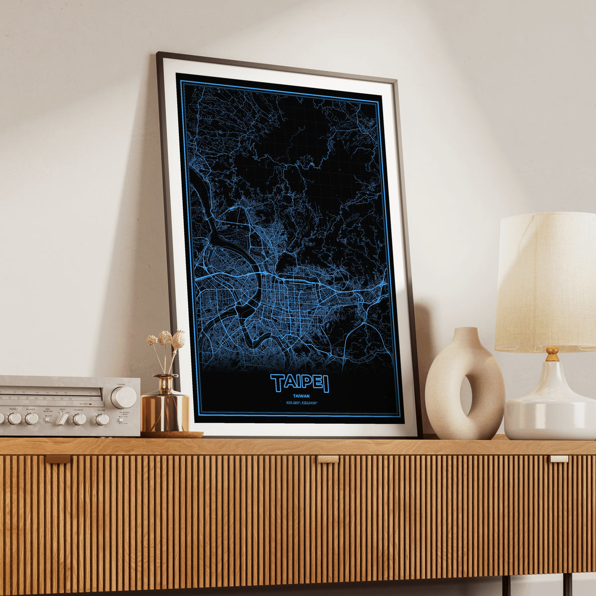 Taipei Phosphor Map Poster - IBM Blue