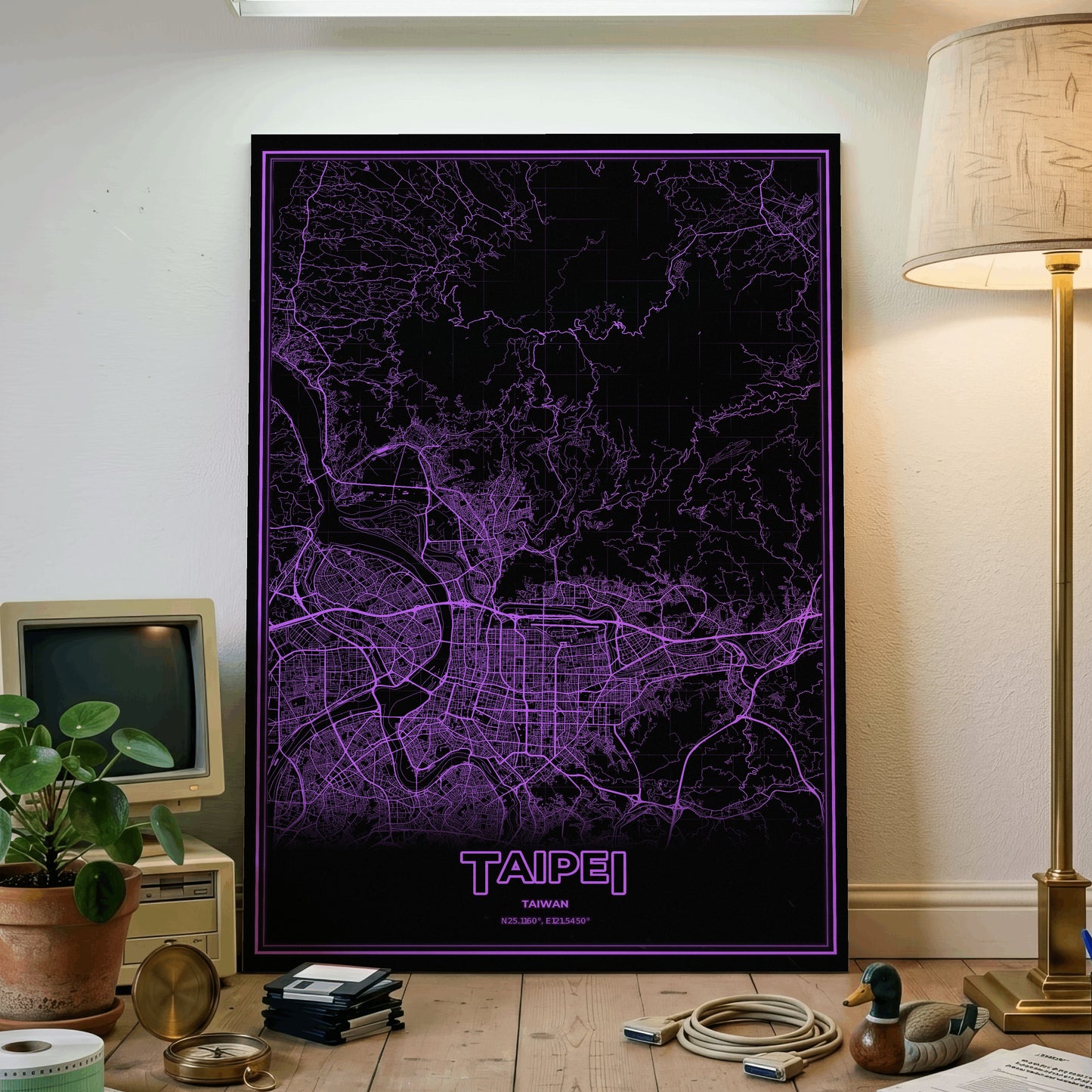 Taipei Phosphor Map Poster - EGA Violet