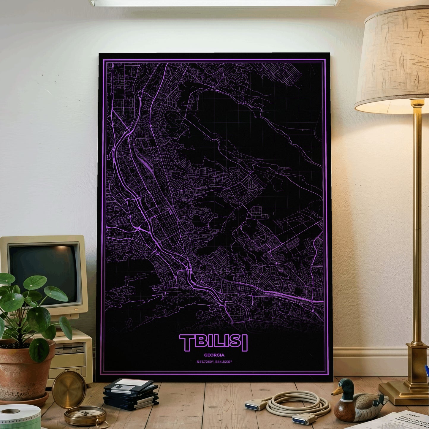 Tbilisi Phosphor Map Poster - EGA Violet