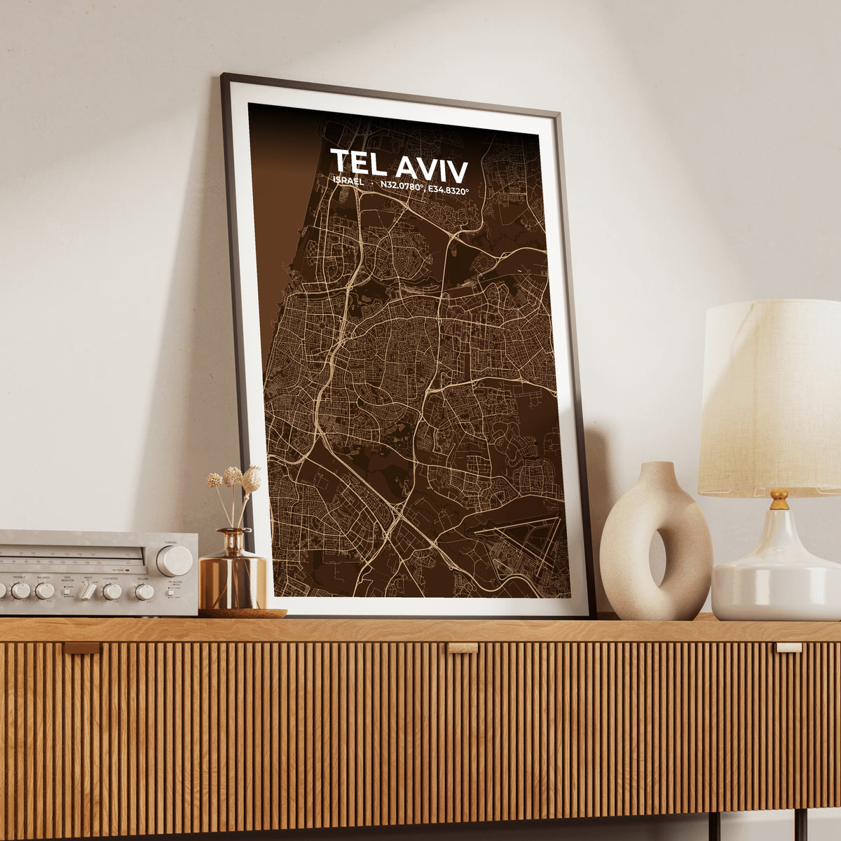 Tel Aviv Plum Map Poster