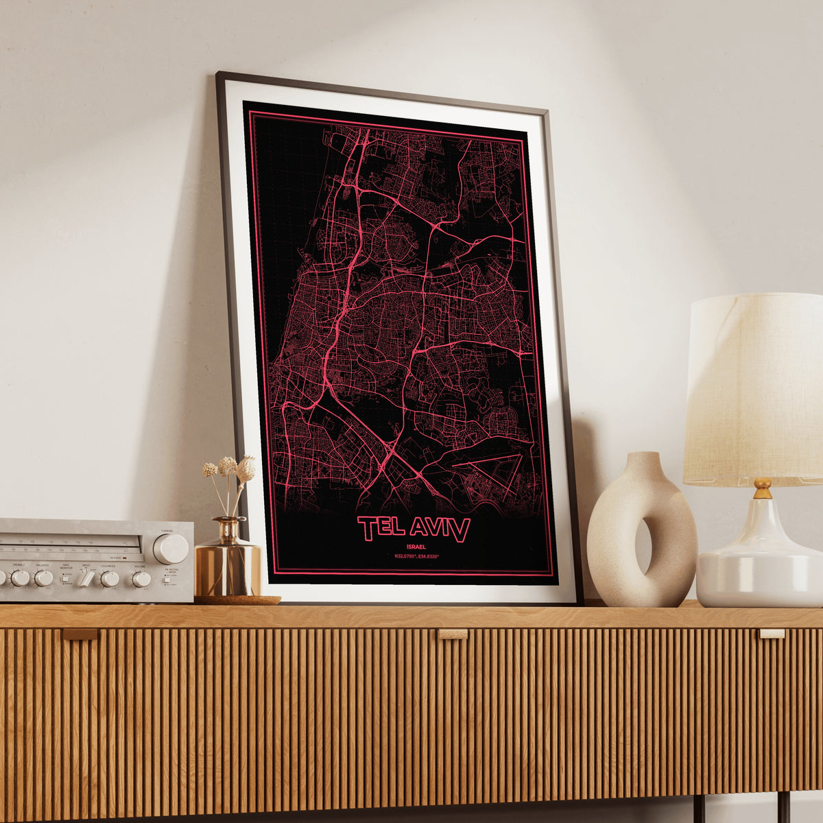 Tel Aviv Phosphor Map Poster - System Alert