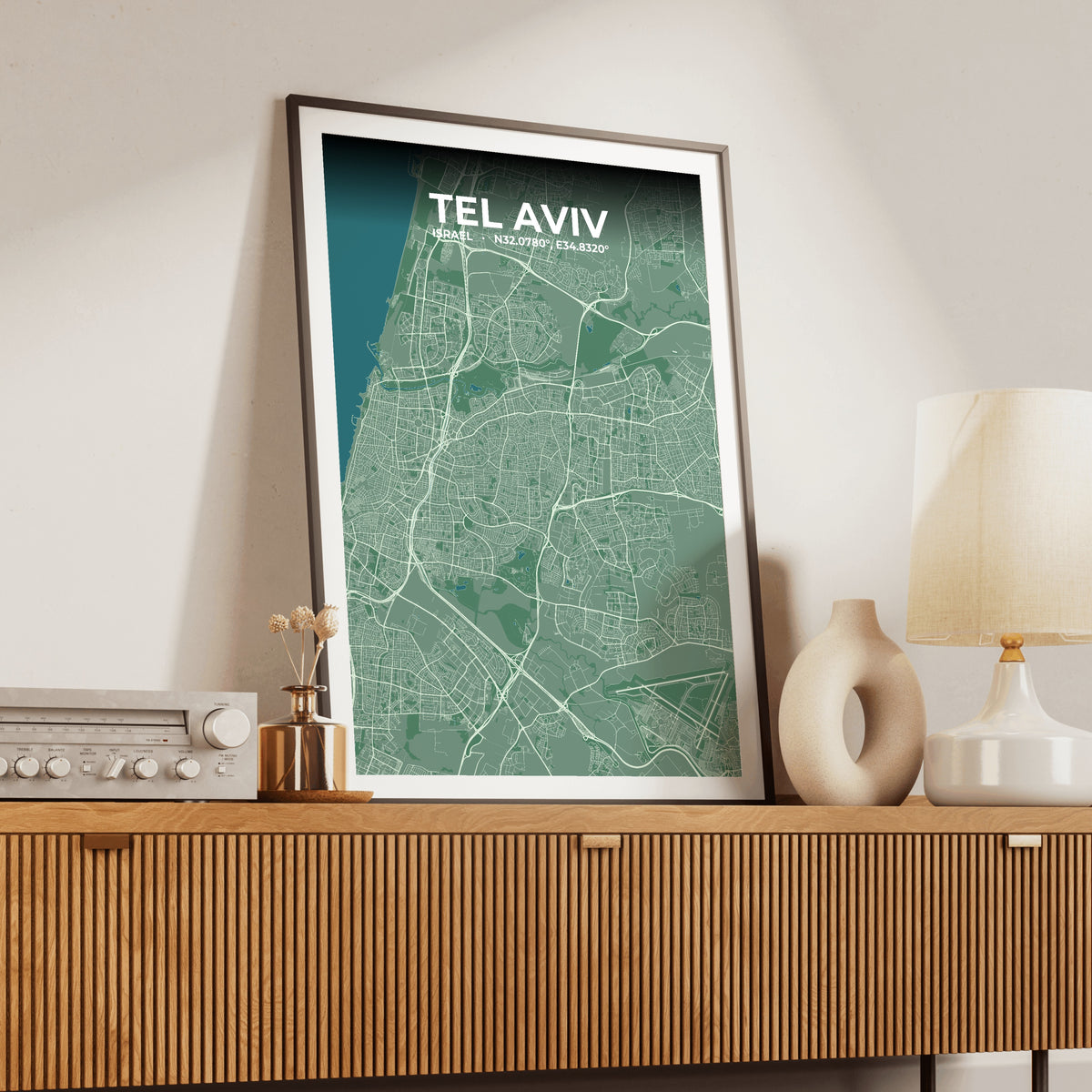 Tel Aviv Mist Map Poster