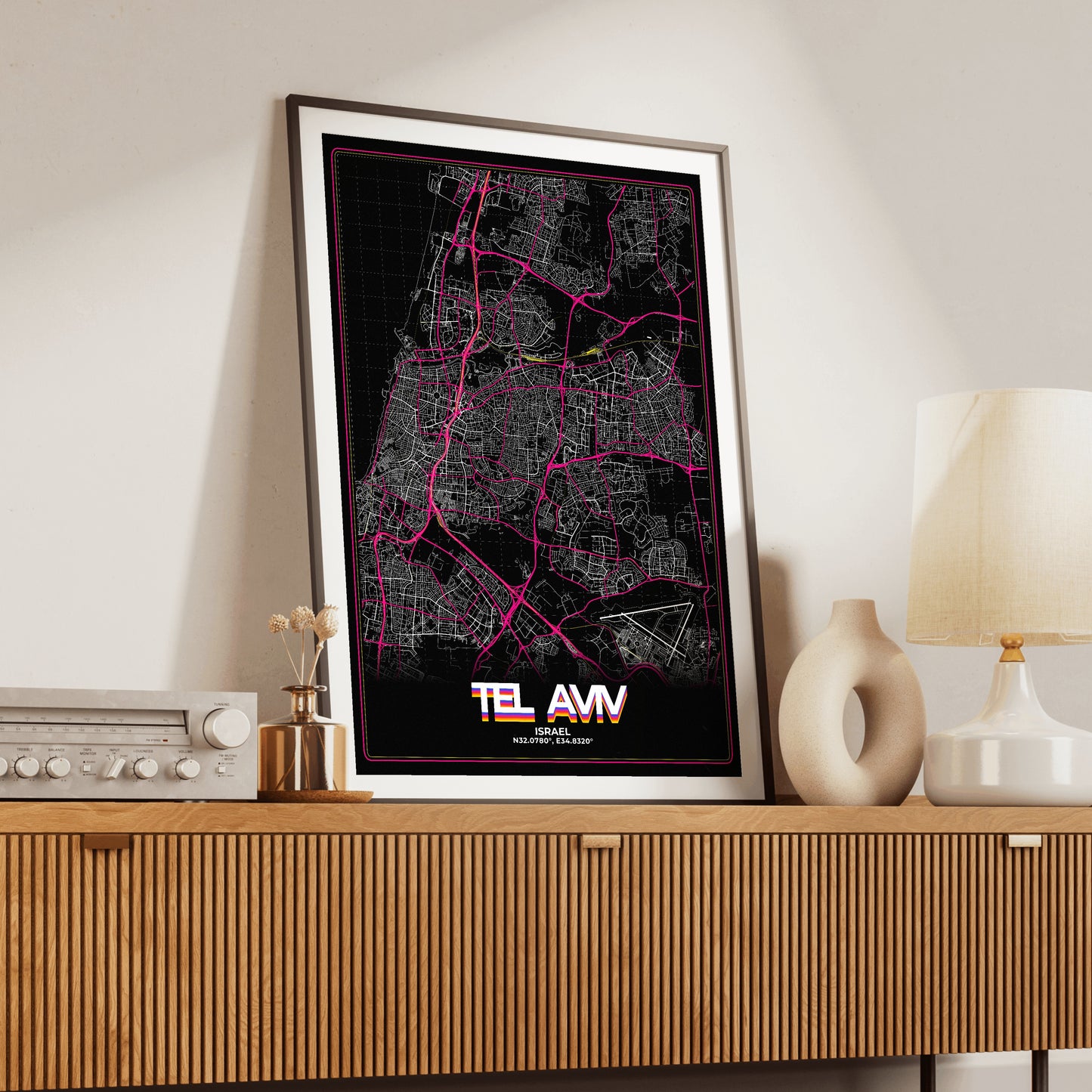 Tel Aviv Retro Map Poster