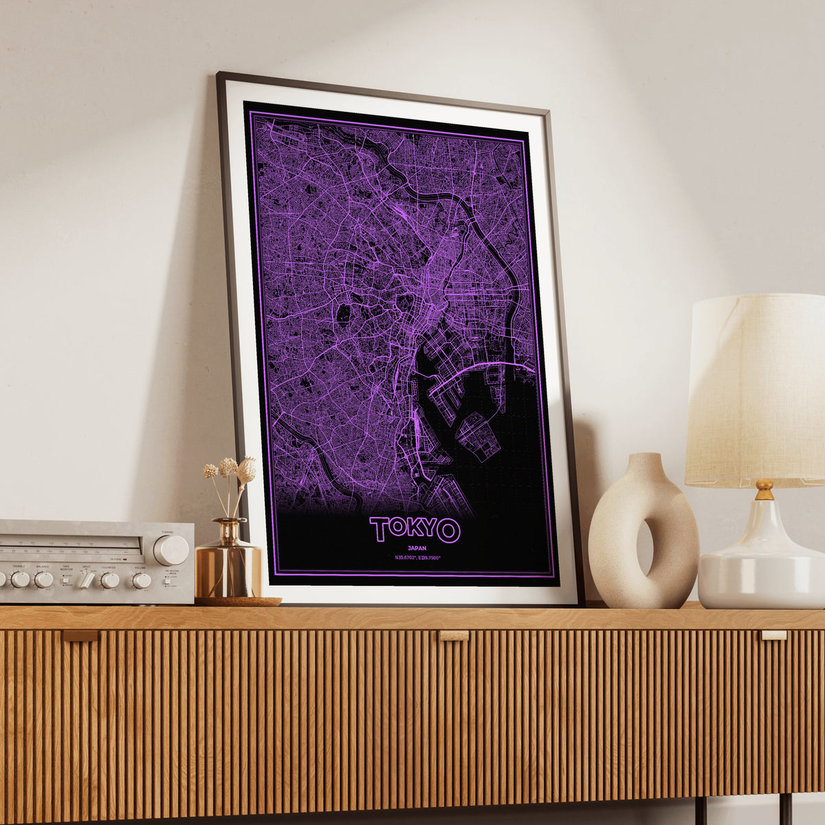 Tokyo Phosphor Map Poster - EGA Violet