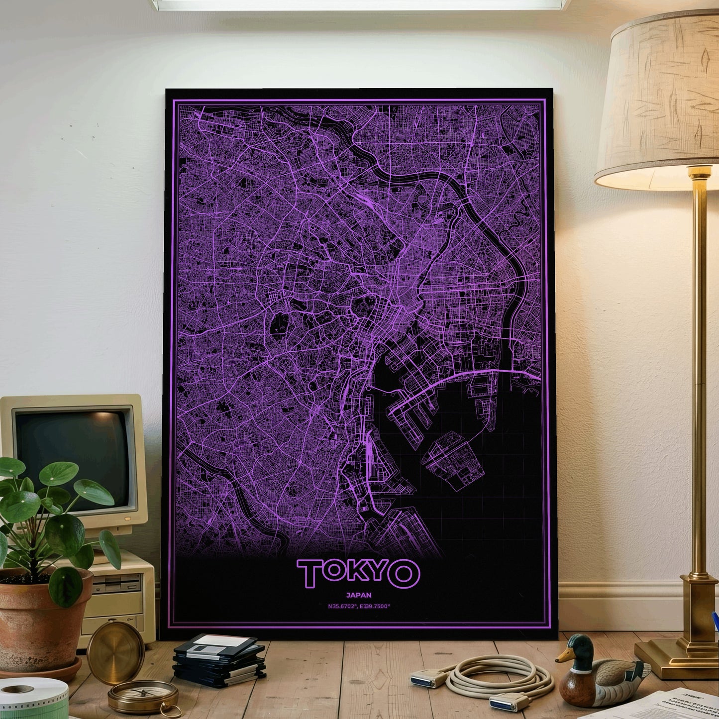 Tokyo Phosphor Map Poster - EGA Violet