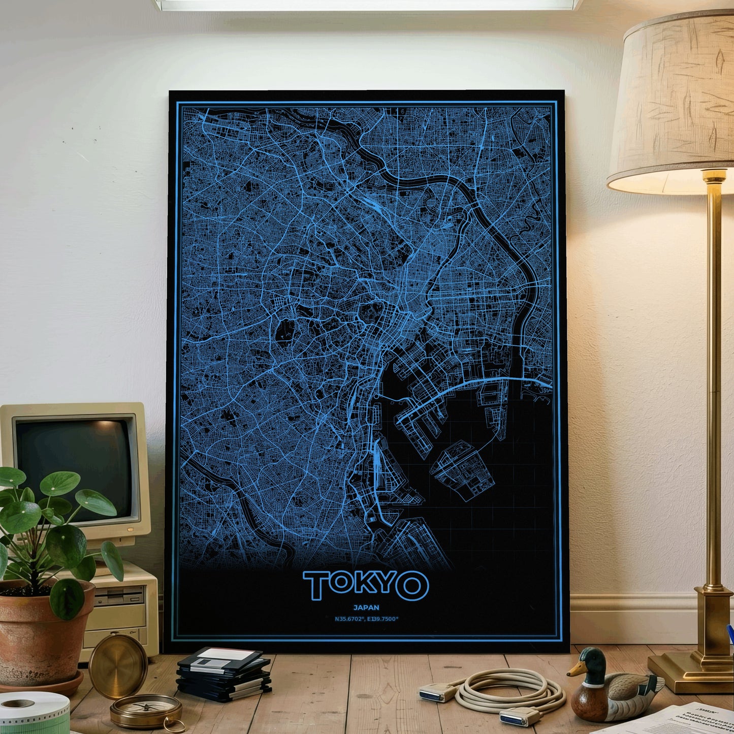 Tokyo Phosphor Map Poster - IBM Blue