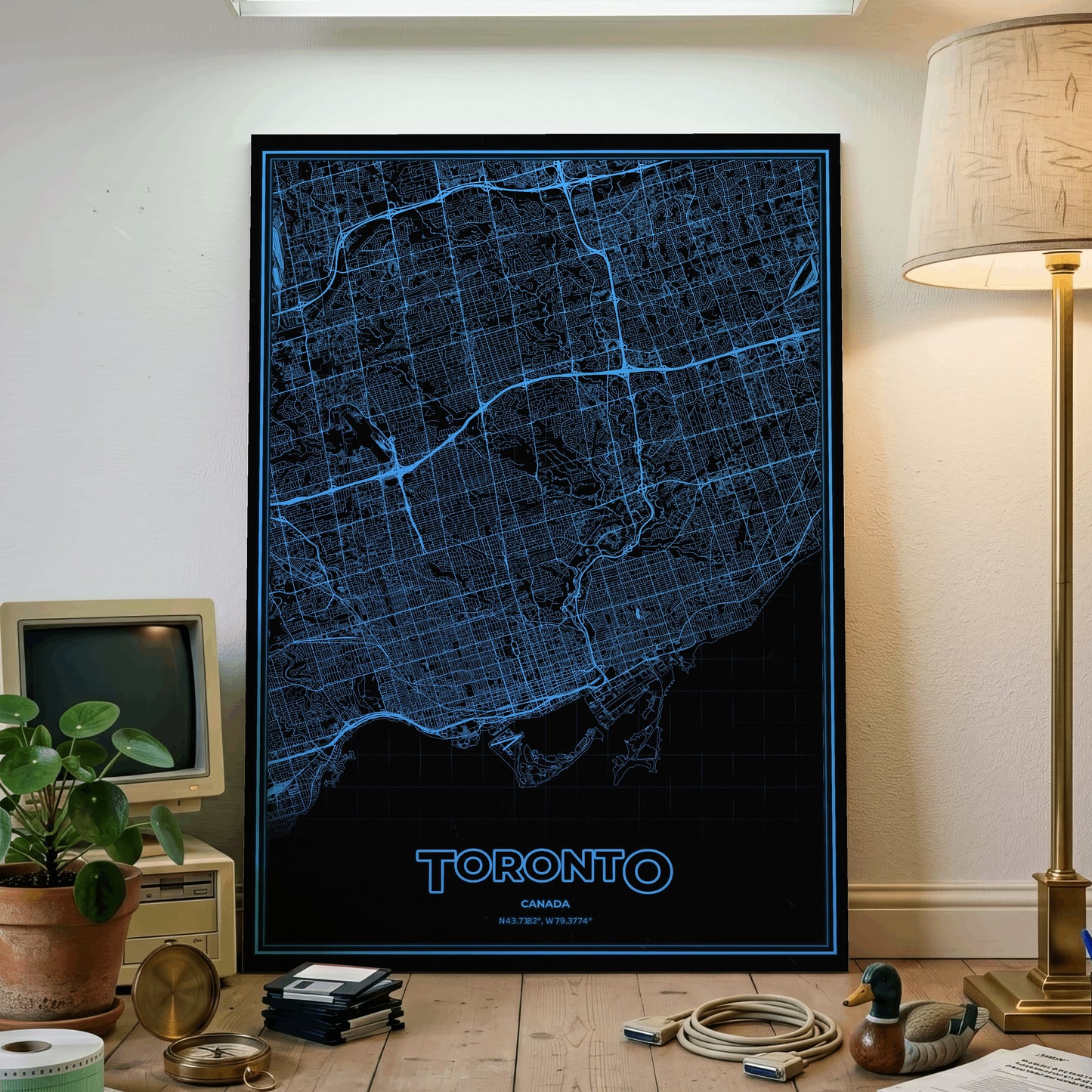 Toronto Phosphor Map Poster - IBM Blue