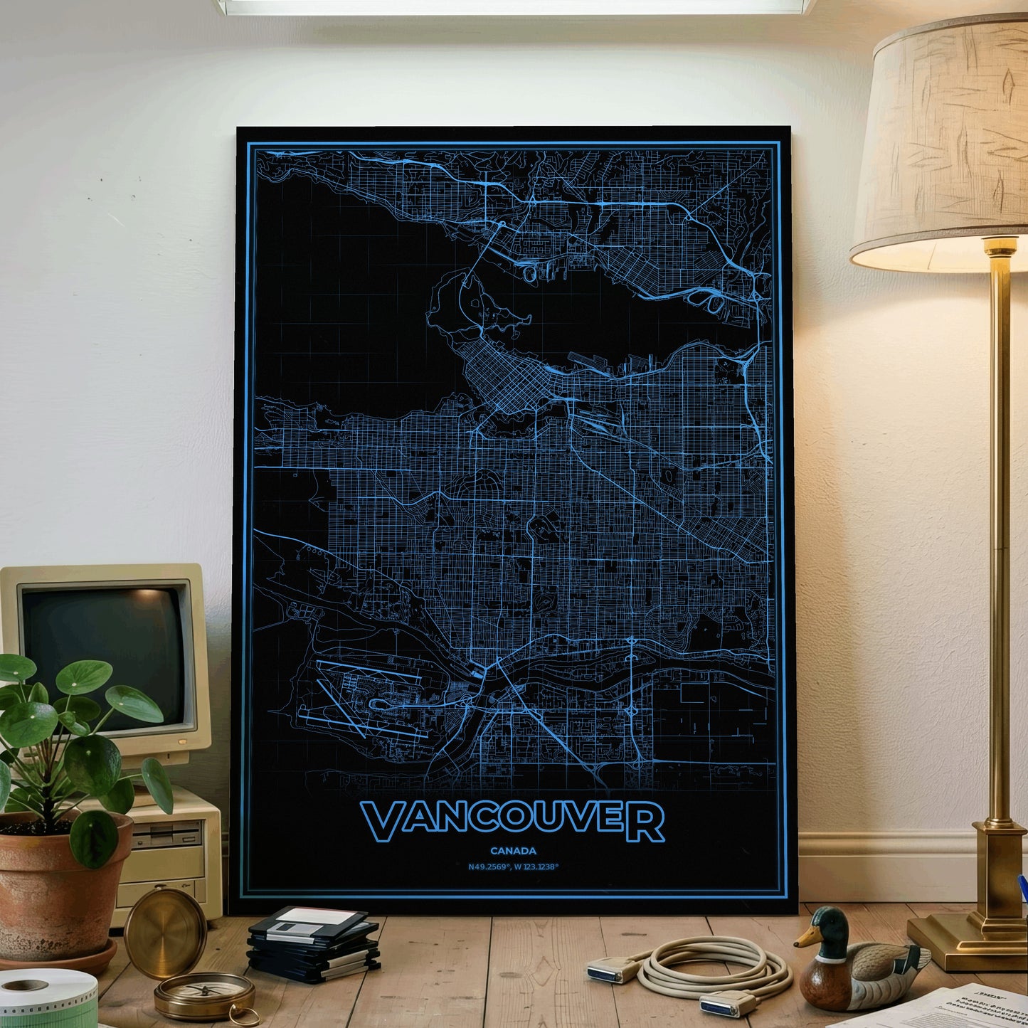 Vancouver Phosphor Map Poster - IBM Blue