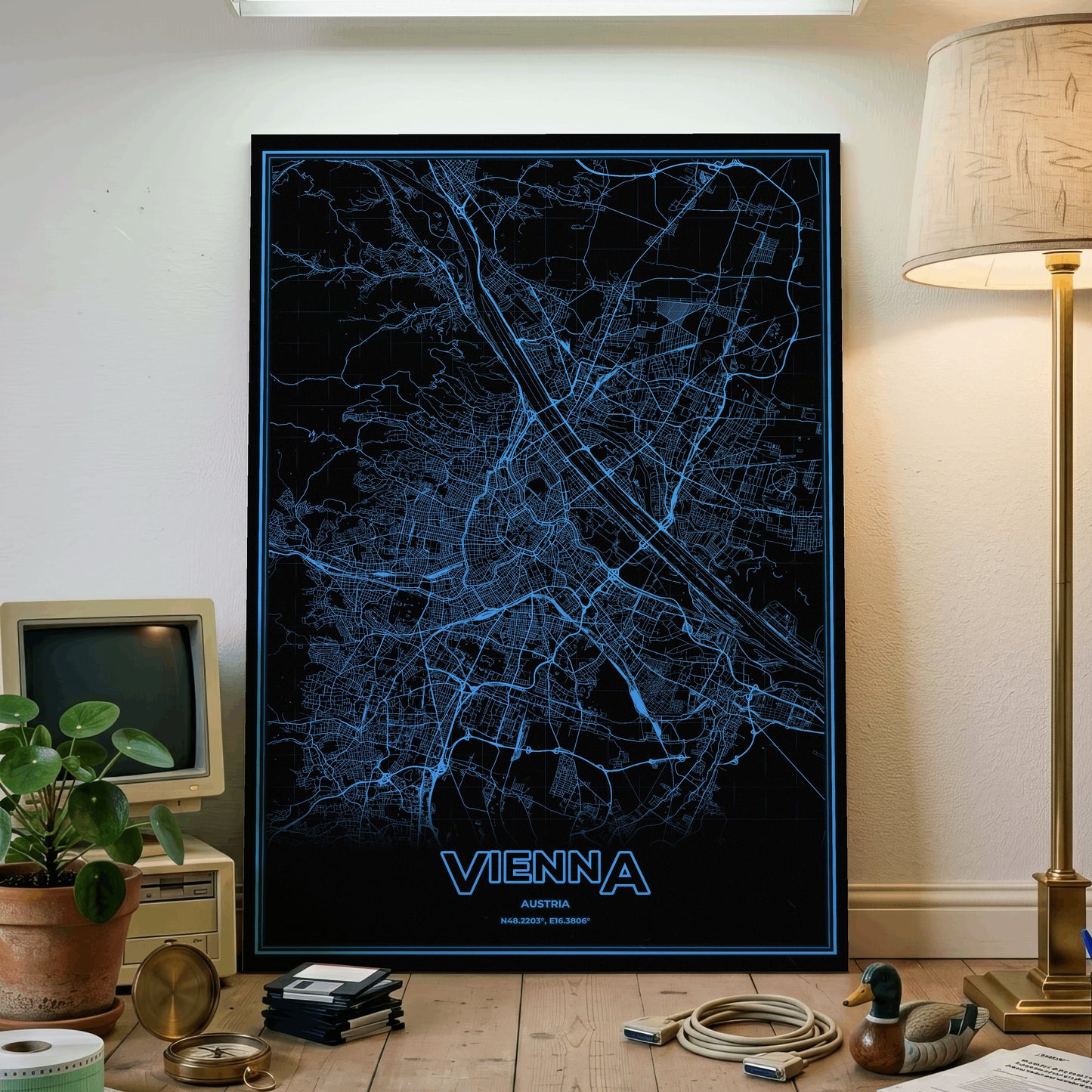 Vienna Phosphor Map Poster - IBM Blue