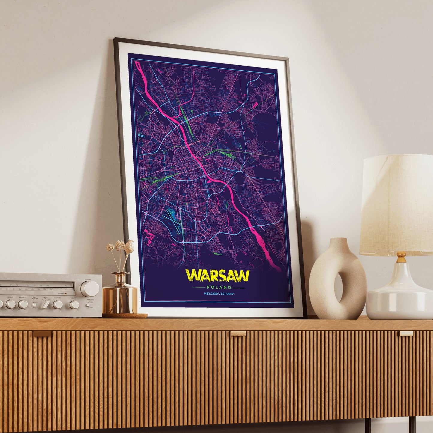 Warsaw Cyberpunk Map Poster