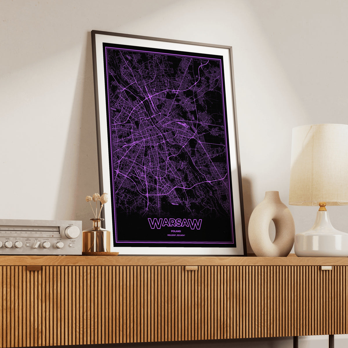 Warsaw Phosphor Map Poster - EGA Violet