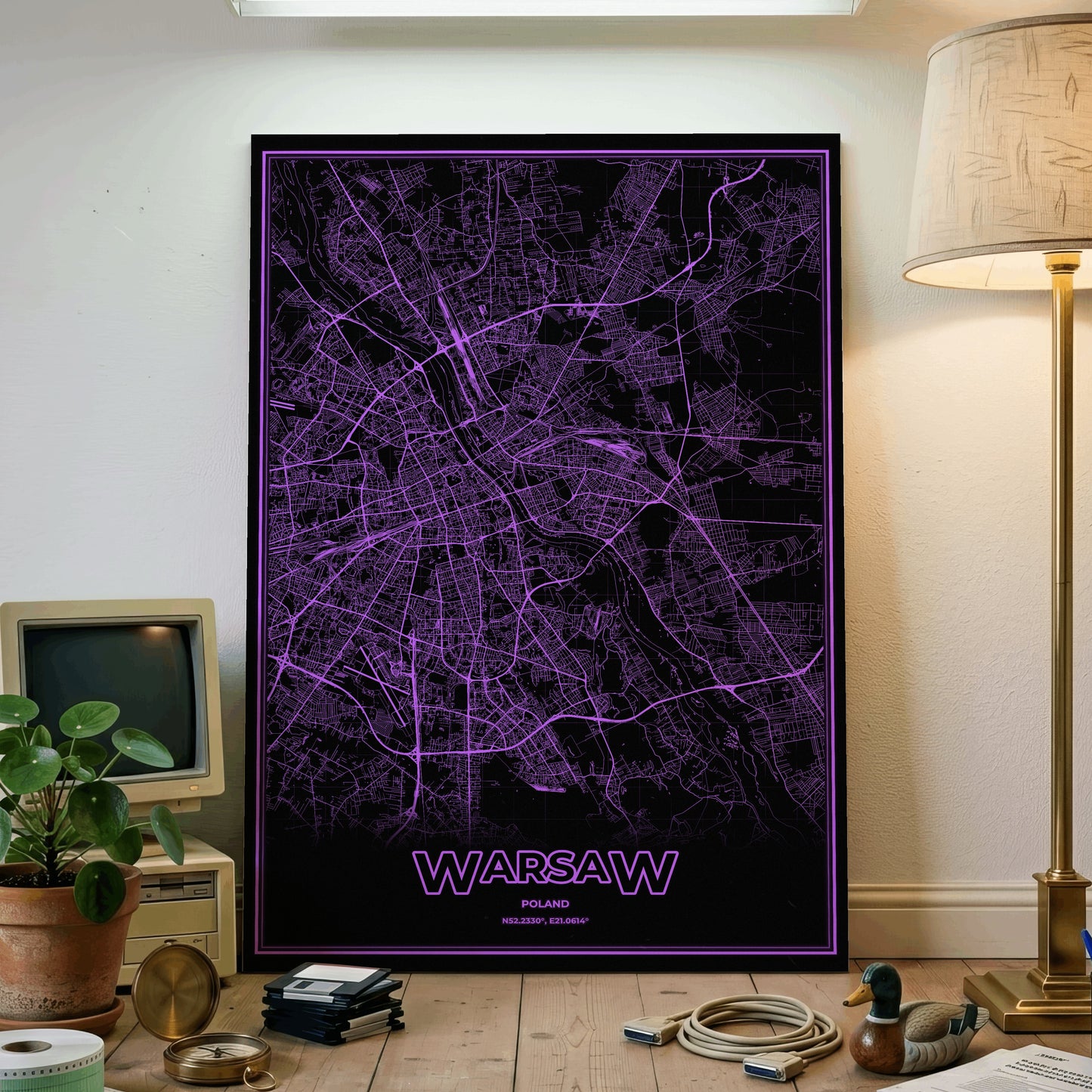 Warsaw Phosphor Map Poster - EGA Violet