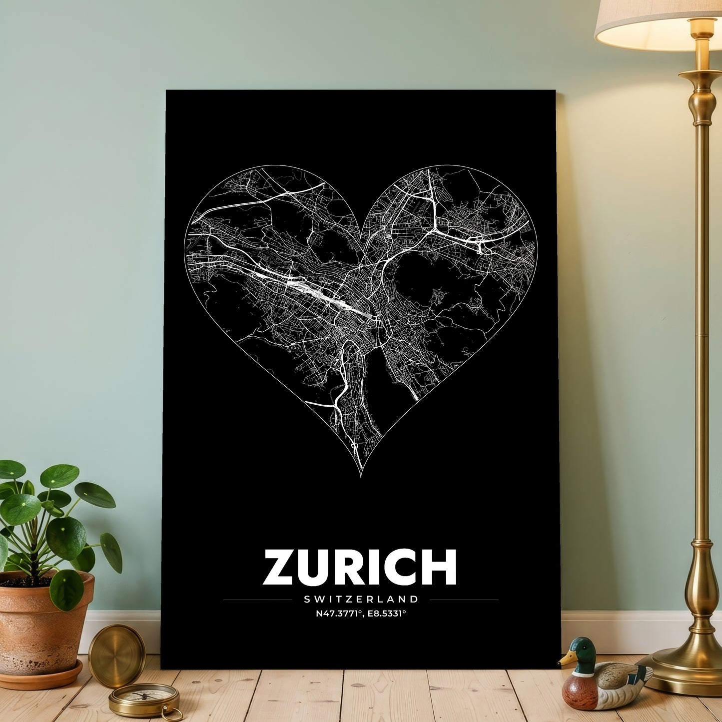 Zurich Heart Map Poster