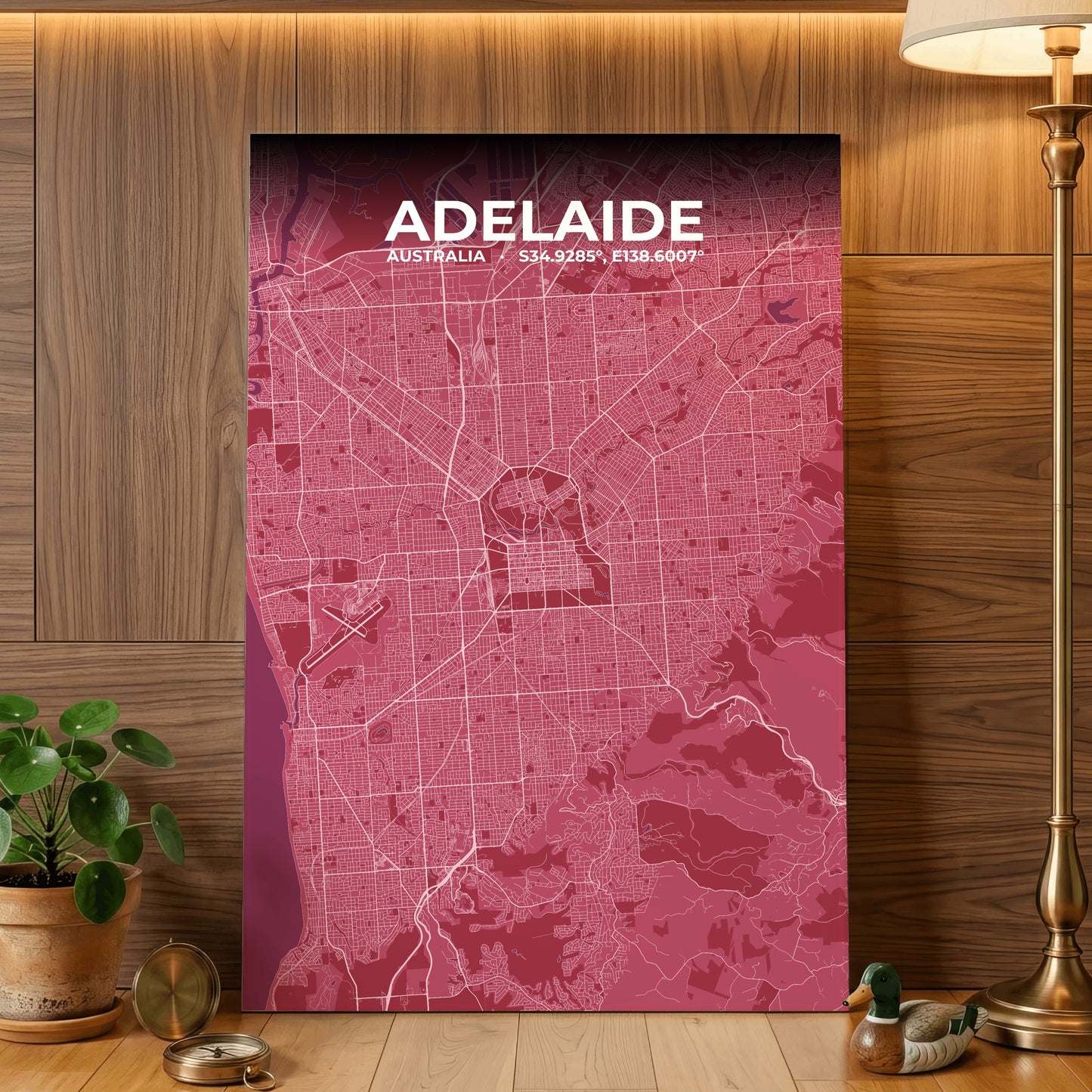 Adelaide Scarlet Map Poster