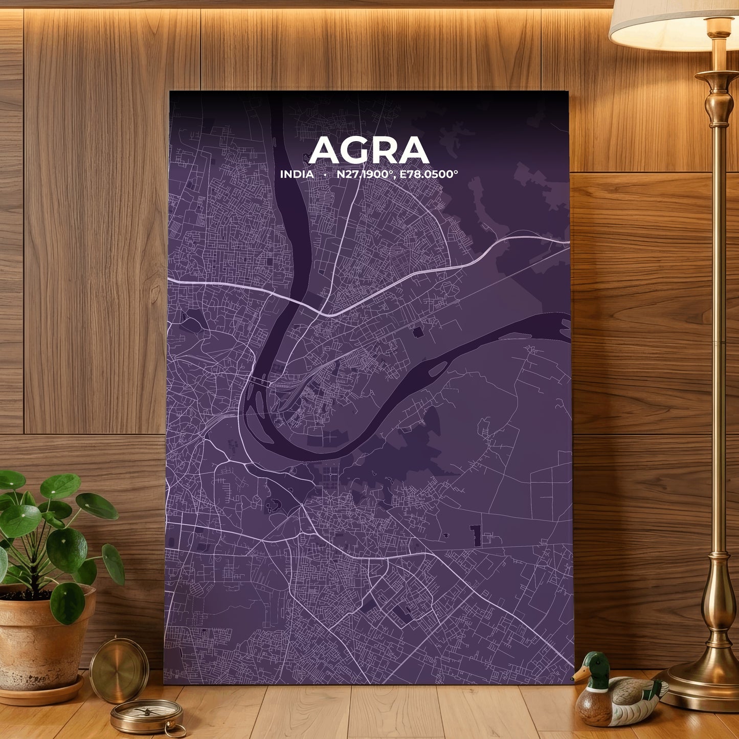 Agra Dusk Map Poster