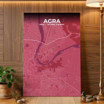 Agra Scarlet Map Poster