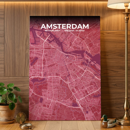 Amsterdam Scarlet Map Poster