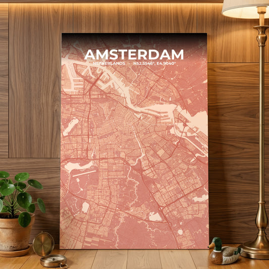 Amsterdam Blush Map Poster