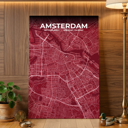Amsterdam Garnet Map Poster