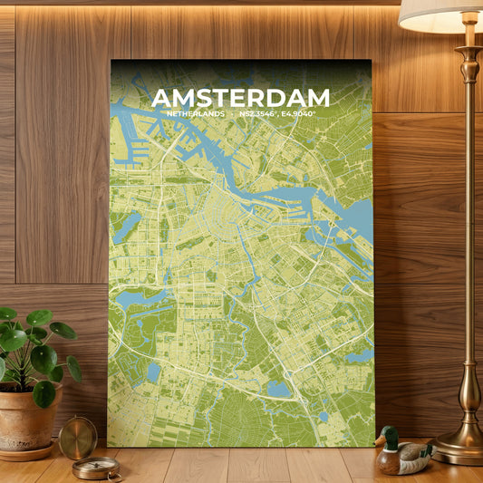 Amsterdam Fern Map Poster