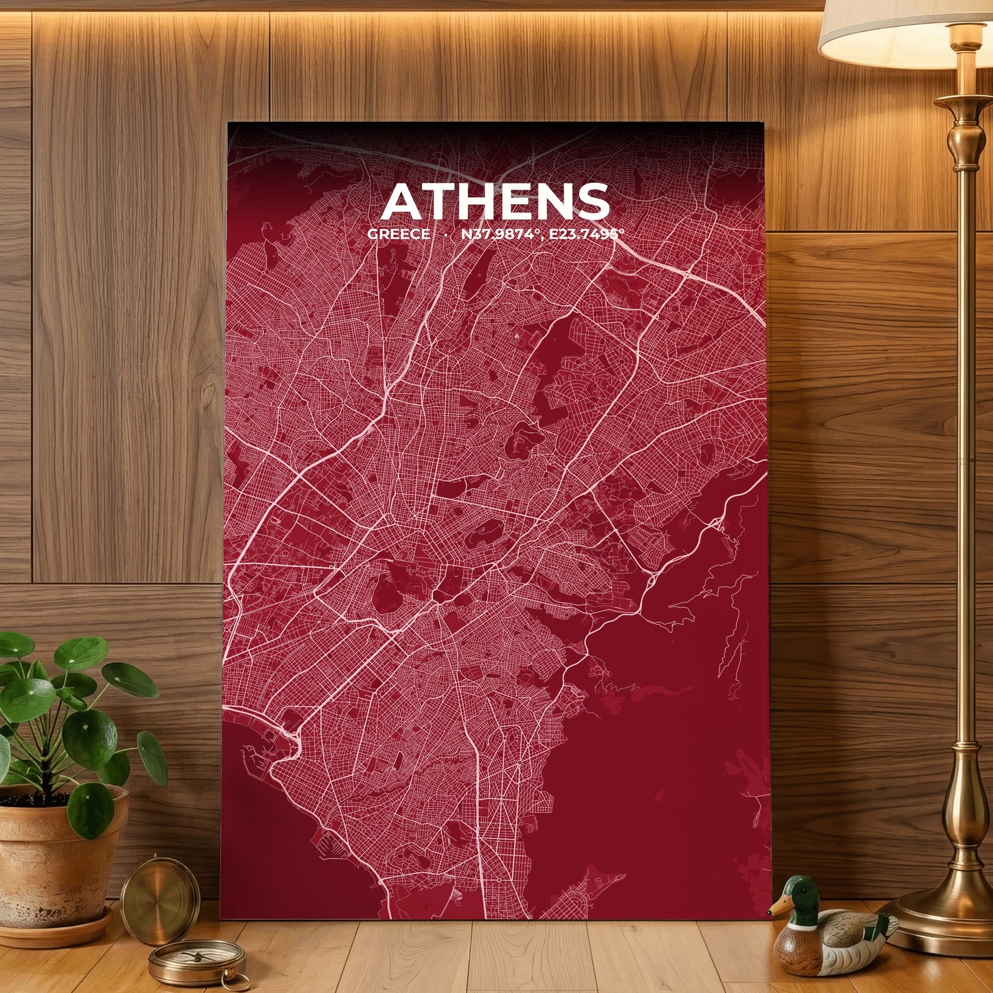 Athens Garnet Map Poster