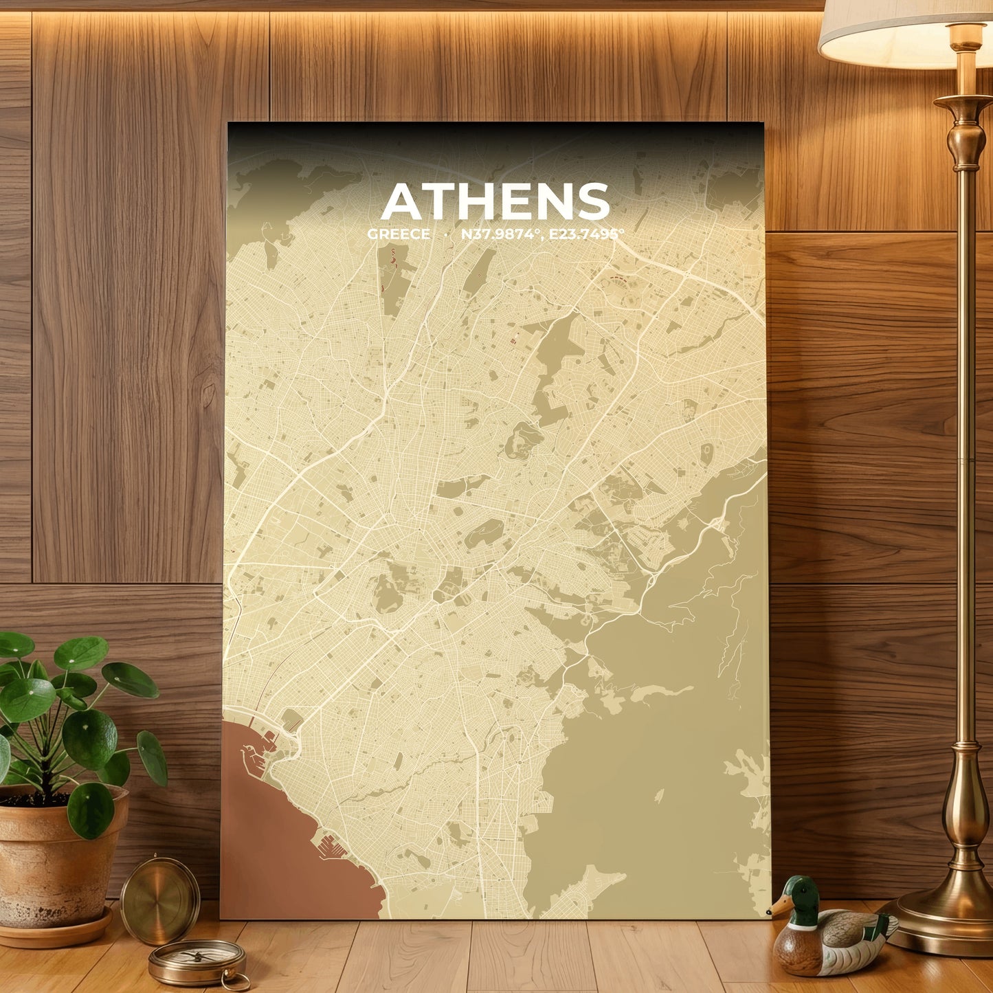 Athens Ember Map Poster