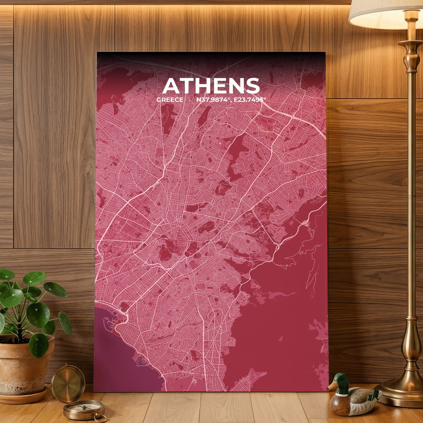 Athens Scarlet Map Poster