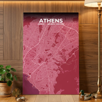 Athens Scarlet Map Poster