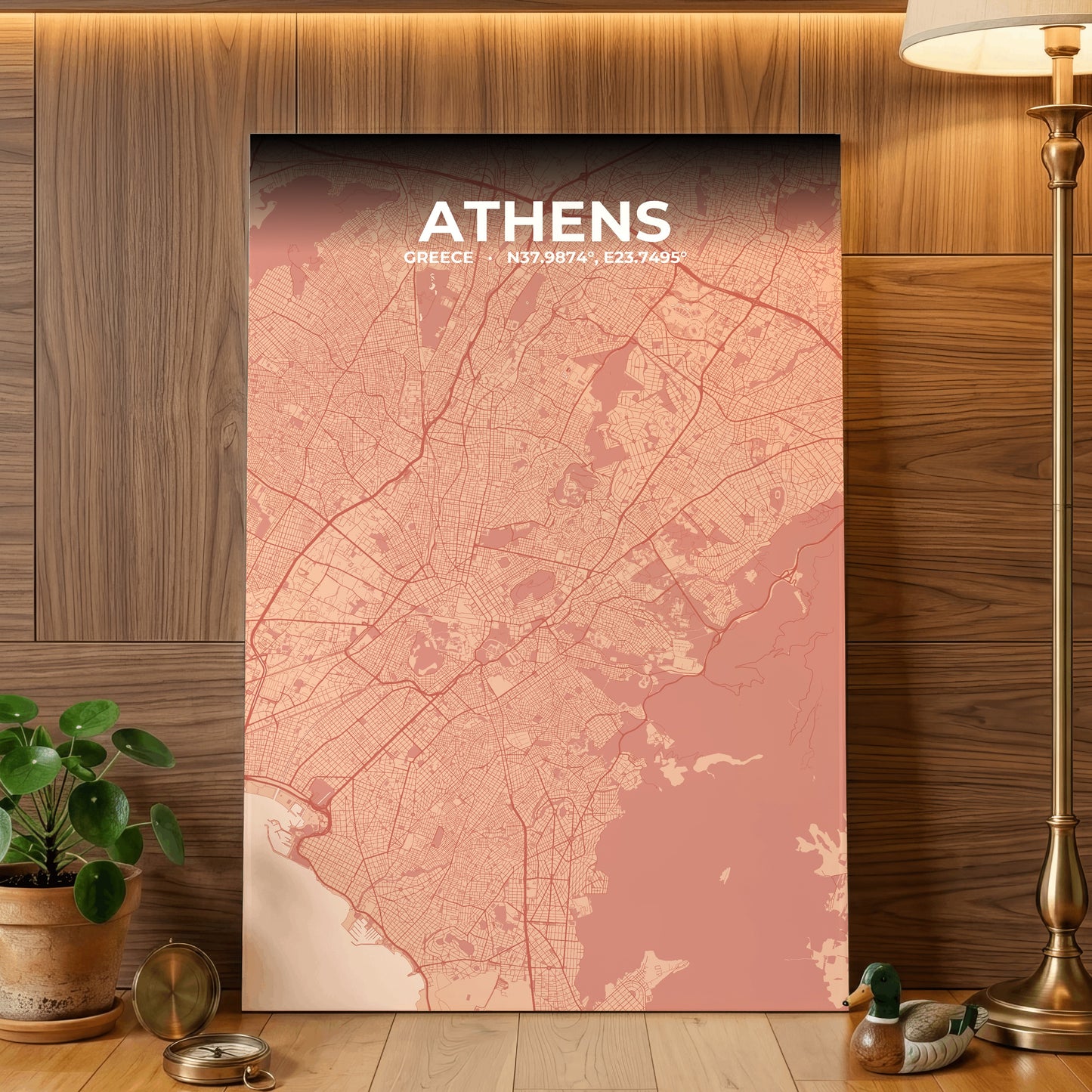 Athens Blush Map Poster