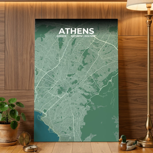 Athens Mist Map Poster