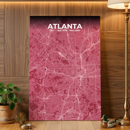 Atlanta Scarlet Map Poster