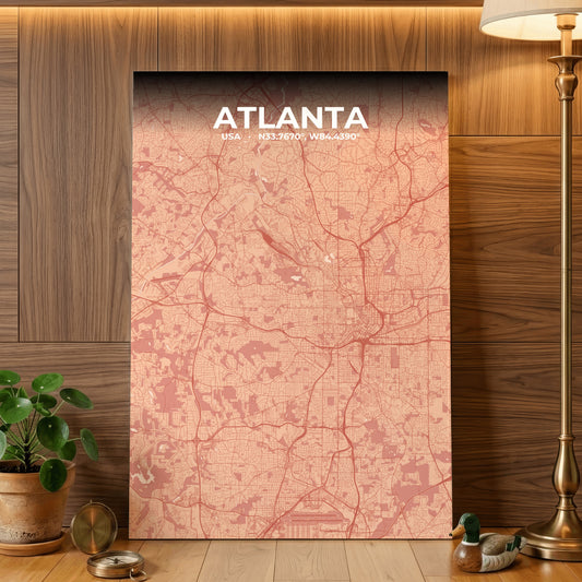 Atlanta Blush Map Poster