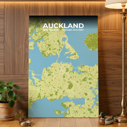 Auckland Fern Map Poster