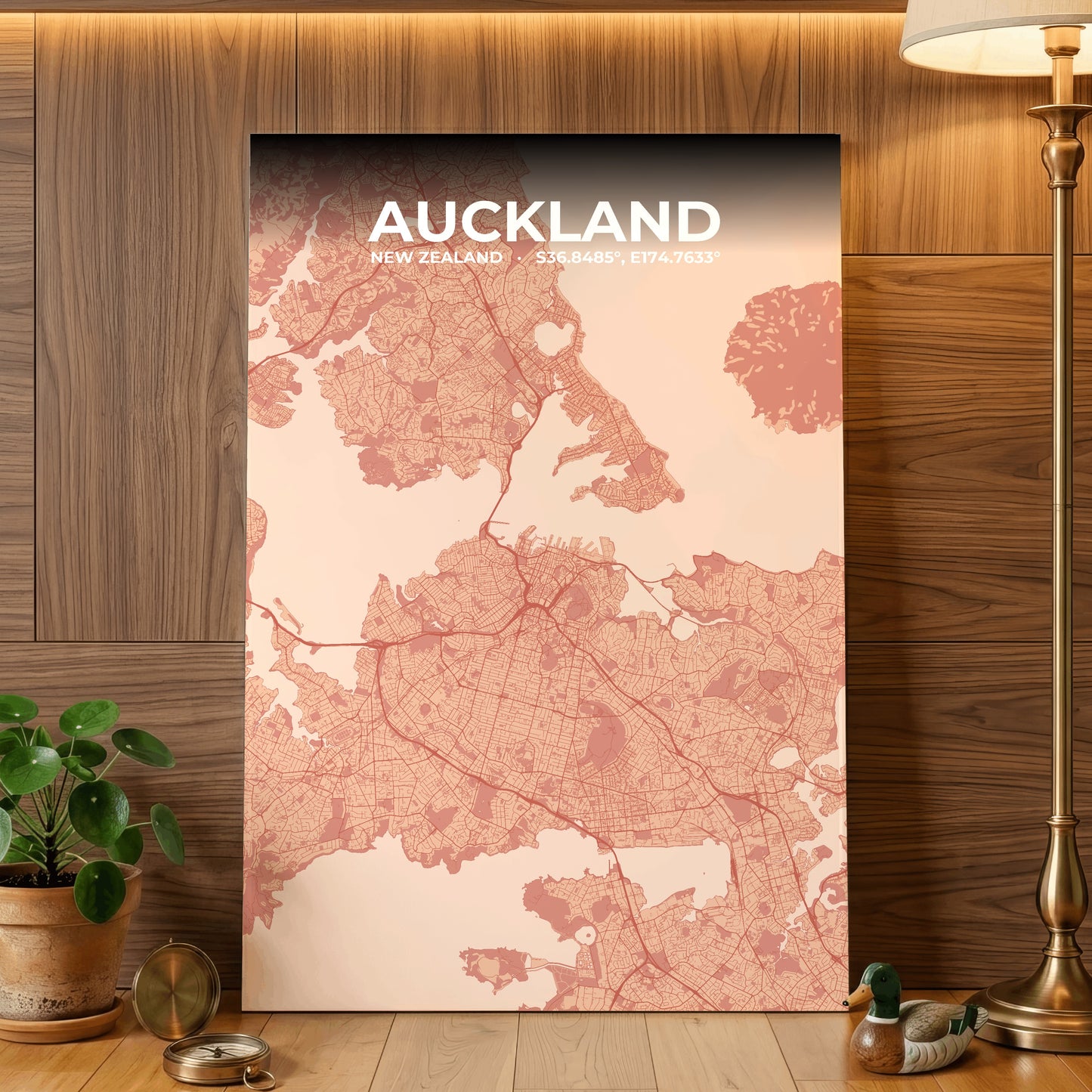 Auckland Blush Map Poster